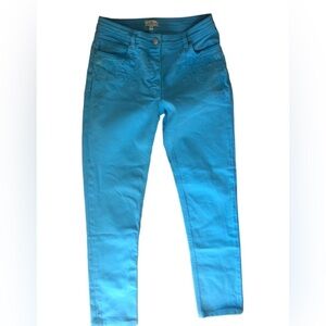 ETRO Embroidered Skinny Ankle Jean 26X28 Bright Sky Blue Italian Cotton Stretch